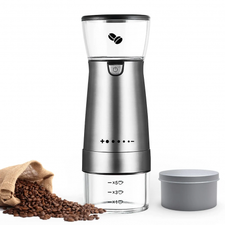 Dr. Phone-DrPhone AromaCraft – Koffiemolen Met 5 Maalniveaus – Electrische Koffiemolen – Draadloos – Koffiemaler- Zilver€ 54,95€ 45,41Koffie