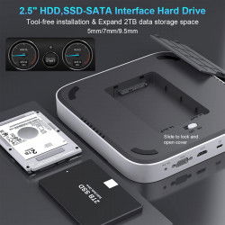 Dr. Phone-DrPhone MH483 USB C Docking Station met Harde Schijf Behuizing 2.5inch HDD of SDD SATA - Geschikt Voor Mac Mini - Zilver€ 99,95€ 82,60Hub / Adapter8720118630846