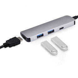Dr. Phone-DrPhone 4 In 1 Expander Hub - USB-C naar 2x USB 3.0 – USB-C Ingang - HDMI Ingang – USB-C Hub - Multifunctionele adapter – Grijs€ 19,95€ 16,49Hub / Adapter