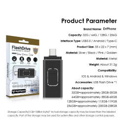 Dr. Phone-DrPhone EasyDrive - 256GB - 4 In 1 Flashdrive - OTG USB 3.0 + USB-C + Micro USB + Lightning iPhone - Android - Zilver€ 64,95€ 53,68DrPhoneUSB Stick8720118090343