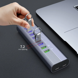 Dr. Phone-DrPhone CHB027 - 10 In 1 USB Q.C 3.0 Hub – 6 USB QC3.0 Poorten & 2 USB PD Poorten – Type-C Data Transfer & Type-C Oplaadpoort€ 59,95€ 49,55Hub