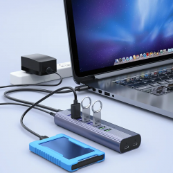 Dr. Phone-DrPhone CHB027 - 10 In 1 USB Q.C 3.0 Hub – 6 USB QC3.0 Poorten & 2 USB PD Poorten – Type-C Data Transfer & Type-C Oplaadpoort€ 59,95€ 49,55Hub
