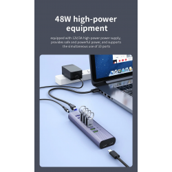Dr. Phone-DrPhone CHB027 - 10 In 1 USB Q.C 3.0 Hub – 6 USB QC3.0 Poorten & 2 USB PD Poorten – Type-C Data Transfer & Type-C Oplaadpoort€ 59,95€ 49,55Hub