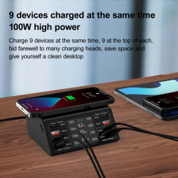 Dr. Phone-DrPhone PowerHub 100W – 8 Poort Usb Oplaadstation - 4x PD27W en 4x QC18W – Draadloze Oplaad Pad – Overhitting Bescherming€ 99,95€ 82,60Telefoniecradle & Dockingstation