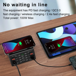 Dr. Phone-DrPhone PowerHub 100W – 8 Poort Usb Oplaadstation - 4x PD27W en 4x QC18W – Draadloze Oplaad Pad – Overhitting Bescherming€ 99,95€ 82,60Telefoniecradle & Dockingstation