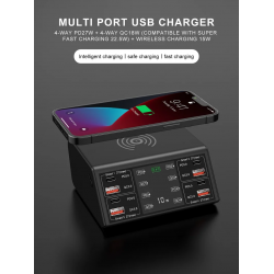 Dr. Phone-DrPhone PowerHub 100W – 8 Poort Usb Oplaadstation - 4x PD27W en 4x QC18W – Draadloze Oplaad Pad – Overhitting Bescherming€ 99,95€ 82,60Telefoniecradle & Dockingstation
