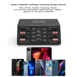 Dr. Phone-DrPhone PowerHub 100W – 8 Poort Usb Oplaadstation - 4x PD27W en 4x QC18W – Draadloze Oplaad Pad – Overhitting Bescherming€ 99,95€ 82,60Telefoniecradle & Dockingstation