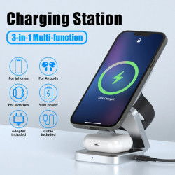 Dr. Phone-DrPhone TriCharge Pro - 3 In 1 Opvouwbare Magnetische Draadloze Oplader Standaard - 65W Lader - Voor iPhone / Airpods en iWatch€ 64,95€ 53,68Dockingstation