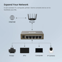 Dr. Phone-DrPhone TND5 5-poorts Gigabit Ethernet Switch - Gigabit( 1000 Mbps ) - Full-duplex werkmodus - Auto MDI/MDIX - Grijs€ 39,95€ 33,02DrPhoneHome8720118632437