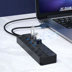 Dr. Phone-LUXWALLET PowerHub Pro - 7-in-1 USB Hub - USB 2.0 - USB-Aansluiting - Aan/Uit schakelaar - Splitter - LED Indicatie - Zwart€ 18,95€ 15,66Hub / Adapter