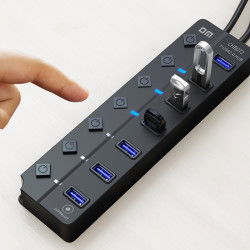 Dr. Phone-LUXWALLET PowerHub Pro - 7-in-1 USB Hub - USB 2.0 - USB-Aansluiting - Aan/Uit schakelaar - Splitter - LED Indicatie - Zwart€ 18,95€ 15,66Hub / Adapter