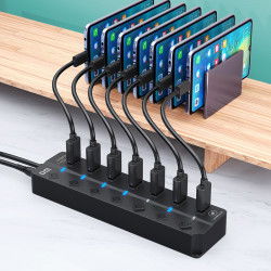 Dr. Phone-LUXWALLET PowerHub Pro - 7-in-1 USB Hub - USB 2.0 - USB-Aansluiting - Aan/Uit schakelaar - Splitter - LED Indicatie - Zwart€ 18,95€ 15,66Hub / Adapter
