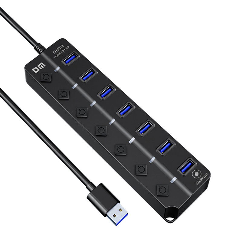 Dr. Phone-LUXWALLET PowerHub Pro - 7-in-1 USB Hub - USB 2.0 - USB-Aansluiting - Aan/Uit schakelaar - Splitter - LED Indicatie - Zwart€ 18,95€ 15,66Hub / Adapter