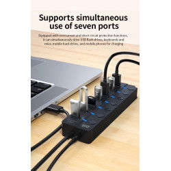 Dr. Phone-LUXWALLET PowerHub Pro - 7-in-1 USB Hub - USB 2.0 - USB-Aansluiting - Aan/Uit schakelaar - Splitter - LED Indicatie - Zwart€ 18,95€ 15,66Hub / Adapter