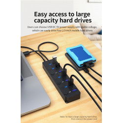 Dr. Phone-LUXWALLET PowerHub Pro - 7-in-1 USB Hub - USB 2.0 - USB-Aansluiting - Aan/Uit schakelaar - Splitter - LED Indicatie - Zwart€ 18,95€ 15,66Hub / Adapter