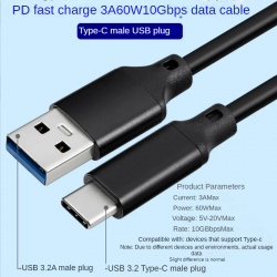 Dr. Phone-DrPhone UCA2 USB C naar USB A 3.1/USB 3.2 Gen 2 kabel - 10Gbps datasynchronisatie - 60W 3A Snel Opladen – 1M€ 12,95€ 10,70Computer kabels8720118722022