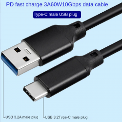 Dr. Phone-DrPhone UCA2 USB C naar USB A 3.1/USB 3.2 Gen 2 kabel - 10Gbps datasynchronisatie - 60W 3A Snel Opladen – 1M€ 12,95€ 10,70Computer kabels8720118722022