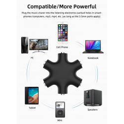 Dr. Phone-DrPhone AUX6 3.5mm Aux Splitter - Stereo-audio-headset Adapter - 6-poorts - 1 audio-ingang / 5 audio-uitgangen + 3.5mm aux kabel€ 9,95€ 8,22AUX 3.5mm