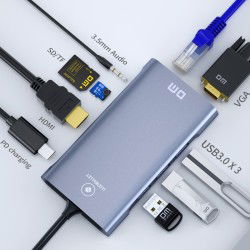 Dr. Phone-LUXWALLET MultiHub – 10 In 1 Hub – 3 USB3.0 Poorten – PD Charging – Gigabit Ethernet Poort – VGA Poort – SD Kaartlezer - Zilver€ 49,95€ 41,28Hub