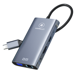 Dr. Phone-LUXWALLET MultiHub – 10 In 1 Hub – 3 USB3.0 Poorten – PD Charging – Gigabit Ethernet Poort – VGA Poort – SD Kaartlezer - Zilver€ 49,95€ 41,28Hub