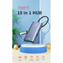 Dr. Phone-LUXWALLET MultiHub – 10 In 1 Hub – 3 USB3.0 Poorten – PD Charging – Gigabit Ethernet Poort – VGA Poort – SD Kaartlezer - Zilver€ 49,95€ 41,28Hub