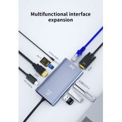 Dr. Phone-LUXWALLET MultiHub – 10 In 1 Hub – 3 USB3.0 Poorten – PD Charging – Gigabit Ethernet Poort – VGA Poort – SD Kaartlezer - Zilver€ 49,95€ 41,28Hub