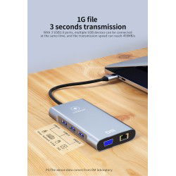 Dr. Phone-LUXWALLET MultiHub – 10 In 1 Hub – 3 USB3.0 Poorten – PD Charging – Gigabit Ethernet Poort – VGA Poort – SD Kaartlezer - Zilver€ 49,95€ 41,28Hub