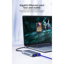 Dr. Phone-LUXWALLET MultiHub – 10 In 1 Hub – 3 USB3.0 Poorten – PD Charging – Gigabit Ethernet Poort – VGA Poort – SD Kaartlezer - Zilver€ 49,95€ 41,28Hub