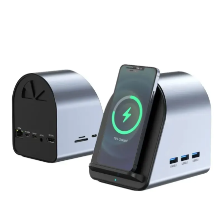 Dr. Phone-DrPhone PowerBoost – 9 In 1 Hub – 15W Draadloos Opladen – 3x USB 3.0 – Kaartlezer – USB-C 100W – HDMI 4K– RJ45 Gigabit Poort€ 79,95€ 66,07Hub