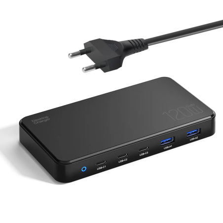 Dr. Phone-DrPhone PowerMax UltraCharge 120W – 120W Oplaadstation – 2x USB 3.0 Poorten - 3x USB Type-C – Multi Poort Oplader - Zwart€ 64,95€ 53,68DrPhoneMultipoort (Power) Opladers