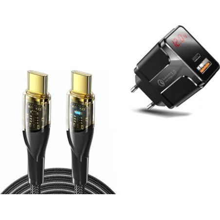 Dr. Phone-DrPhone QuickLink - Combi Deal - HALO5 Snellader & XJ01-P 100W PD Fast Charging - Kabel voor Snelladen - 1 Meter Kabel - Zwart€ 22,95€ 18,97DrPhoneOplader