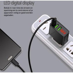 Dr. Phone-DrPhone Thuislader 3 poorten USB-oplader 2.4A Smart Fast Charge Lader met LED-display real-time status - Zwart€ 16,95€ 14,01DrPhoneKabel & Lader7091139902726