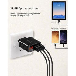 Dr. Phone-DrPhone Thuislader 3 poorten USB-oplader 2.4A Smart Fast Charge Lader met LED-display real-time status - Zwart€ 16,95€ 14,01DrPhoneKabel & Lader7091139902726