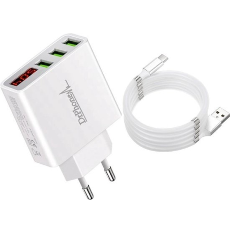 Dr. Phone-DrPhone AS2 - USB-C 3A Kabel Magnetisch - 1 Meter + Thuislader 3 poorten USB - Fast Charge Lader LED - Wit€ 20,95€ 17,31DrPhoneLaders8720118663585
