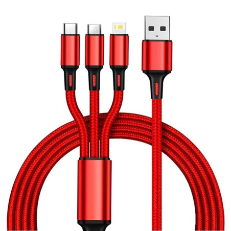 Dr. Phone-DrPhone MX1 - 3 in 1 - Multi Kabel - Gevlochten 2.4A – Oplaadkabel - Lightning/USB-C/Micro USB - 1.2 Meter - Rood€ 9,95€ 8,22DrPhoneKabel & Lader8720118913833