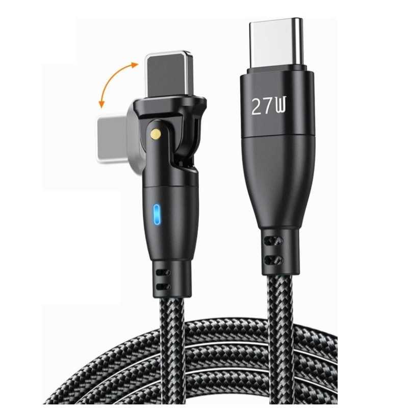Dr. Phone-DrPhone ProCharge3 C2L - 27W USB-C Naar Lightning Kabel - Lader en Datatransmissie - 180° Rotatie - LED Indicator – 2M - Zwart€ 13,95€ 11,53DrPhoneKabels