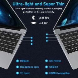 Elementkey LightPixel - 14 Inch Laptop - 2 in 1 Flip - Intel® Processor N100 - Windows 11 PRO - 12GB DDR5 RAM – 1TB SSD