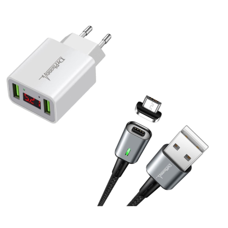 Dr. Phone-DrPhone iCON - Magnetische Micro USB Oplaadkabel 3A + Thuislader 2 poorten USB Oplader 2.2A met LED Display - Zwart€ 16,95€ 14,01DrPhoneLaders8720118908365