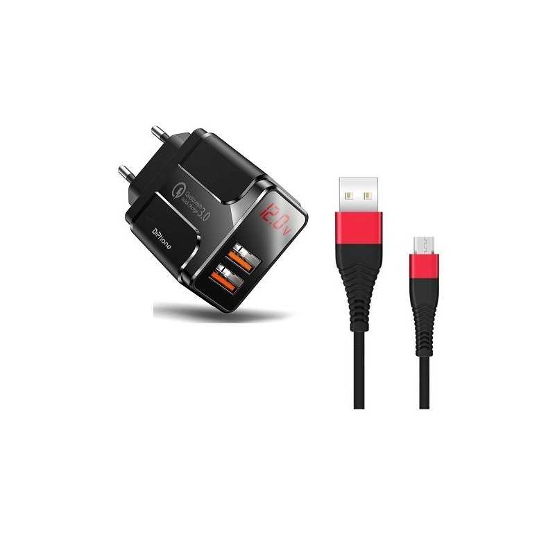 Dr. Phone-DrPhone ACC02 18W Thuislader - 2x USB 3.0 Qualcomm USB poorten met Digitale Display scherm + 1 Meter Micro USB Kabel - Zwart€ 16,95€ 14,01DrPhoneKabel & Lader8720118737682