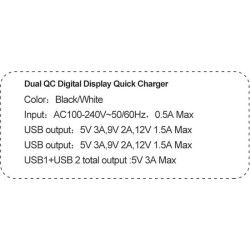 Dr. Phone-DrPhone ACC02 18W Thuislader - 2x USB 3.0 Qualcomm USB poorten met Digitale Display scherm + 1 Meter Micro USB Kabel - Zwart€ 16,95€ 14,01DrPhoneKabel & Lader8720118737682