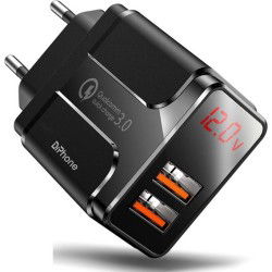 Dr. Phone-DrPhone ACC02 18W Thuislader - 2x USB 3.0 Qualcomm USB poorten met Digitale Display scherm + 1 Meter Micro USB Kabel - Zwart€ 16,95€ 14,01DrPhoneKabel & Lader8720118737682