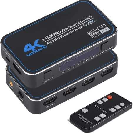 Dr. Phone-DrPhone Arc Series 4K HDMI HDR Switch 4-in-1 uit – HDR10 – 2.0 HDCP – 4K 60Hz – Afstandsbediening – SPDIF - 3D - PC / TV€ 44,95€ 37,15DrPhoneHDMI Switch8720118999967