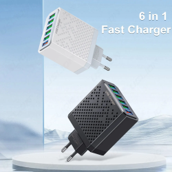 Dr. Phone-DrPhone MultiCharge - 6 in 1 Oplaadadapter - 5 USB 3.1A-poorten en 1 USB QC 3.0 snellaadpoort – Ingbouwde Bescherming - Zwart€ 18,95€ 15,66Oplader