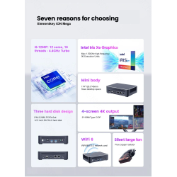 Dr. Phone-Elementkey iON Mega Mini PC - Krachtige 12e Gen Intel Core i5-1250P - Wi-Fi 6, Thunderbolt 4 - 16GB RAM - 1TB SSD - Windows 11€ 699,95€ 578,47ElementkeyMini Computer