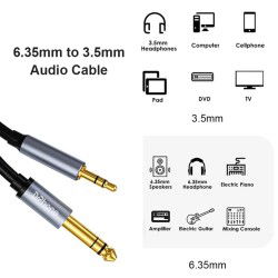 Dr. Phone-DrPhone 6.35mm 1/4 mannelijk naar 3.5mm 1/8 mannelijk - TRS Bidirectionele Stereo Audio Kabel Jack - 3 Meter€ 14,95€ 12,36DrPhoneAudiokabels8720118921340