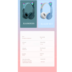 Dr. Phone-DrPhone Draadloze Kattenoor Koptelefoon Met Microfoon – Bluetooth 5.0 – RGB LED verlichting€ 27,95€ 23,10Koptelefoon Standaard8720118722817