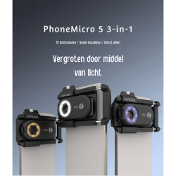 Dr. Phone-DrPhone APL PhoneMicro - 3-in-1 Telefoonlens – 100x/150x/200x - LED Verlichting - Ingebouwde CPL-filter - 3 helderheidsniveaus€ 97,95€ 80,95(Telefoon) Opzet Lens / Lenzen