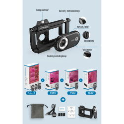 Dr. Phone-DrPhone APL PhoneMicro - 3-in-1 Telefoonlens – 100x/150x/200x - LED Verlichting - Ingebouwde CPL-filter - 3 helderheidsniveaus€ 97,95€ 80,95(Telefoon) Opzet Lens / Lenzen