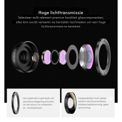Dr. Phone-DrPhone APEX3 Pro 2-in-1 Smartphone Lens Set – 120° Groothoek & 10x Macro Lens – Universele Clip voor Telefoon & Tablet€ 27,95€ 23,10(Telefoon) Opzet Lens / Lenzen