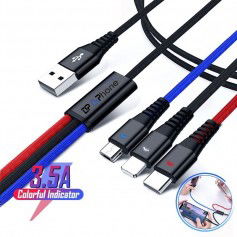 Dr. Phone-DrPhone MX4 - 3 in 1 Multi Oplaadkabel met LED indicator - 3.5A Opladen - 2 Meter USB-C/Micro USB/Lightning Kabel - Universeel€ 19,95€ 16,49DrPhoneTelefoniekabel8720118274842